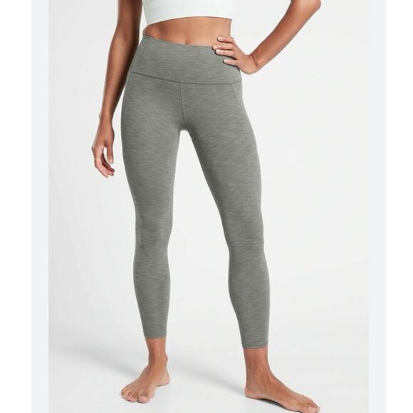 Athleta Salutation Stash 7/8 Tight Leggings Green Heather Powervita EUC Size M - Picture 1 of 7